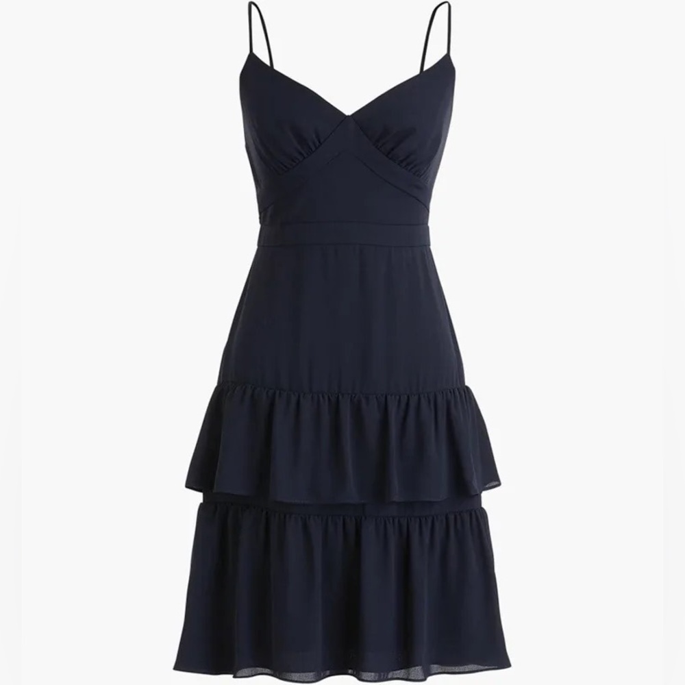 J. Crew Navy Cha Cha Tiered Mini Dress